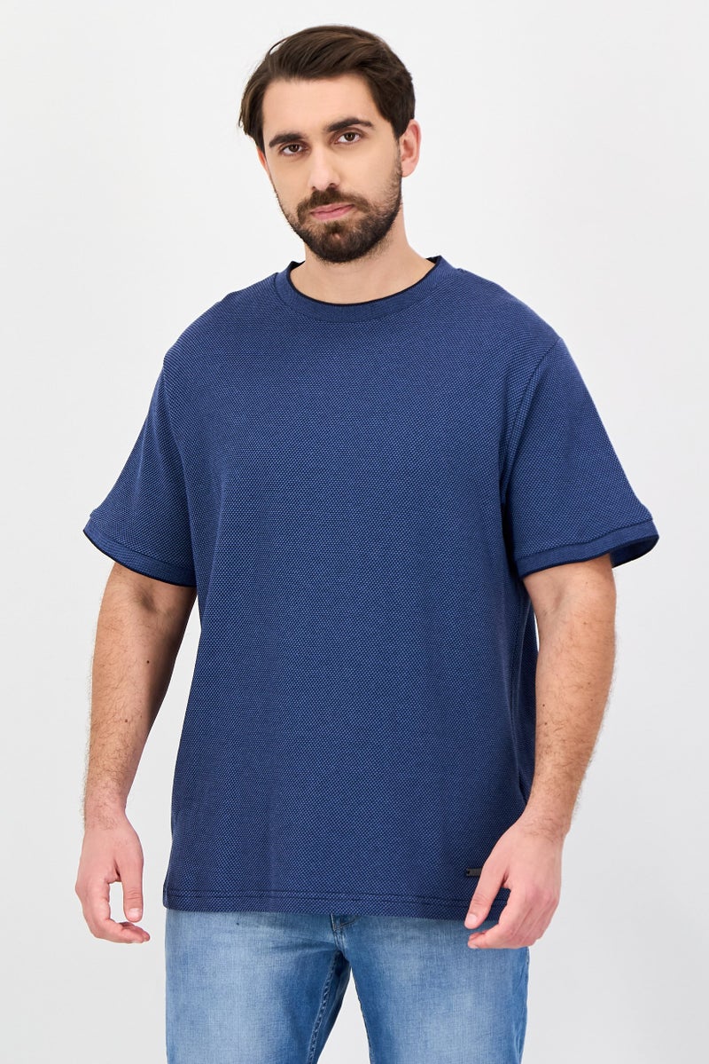 Bench Men Crew Neck Short Sleeve Brand Logo T-Shirt, Navy - Image 1